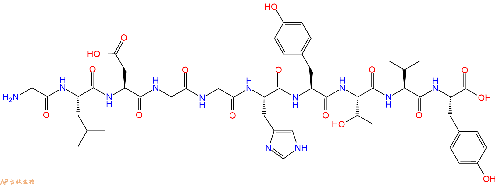 专肽生物产品H2N-Gly-Leu-Asp-Gly-Gly-His-Tyr-Thr-Val-Tyr-OH