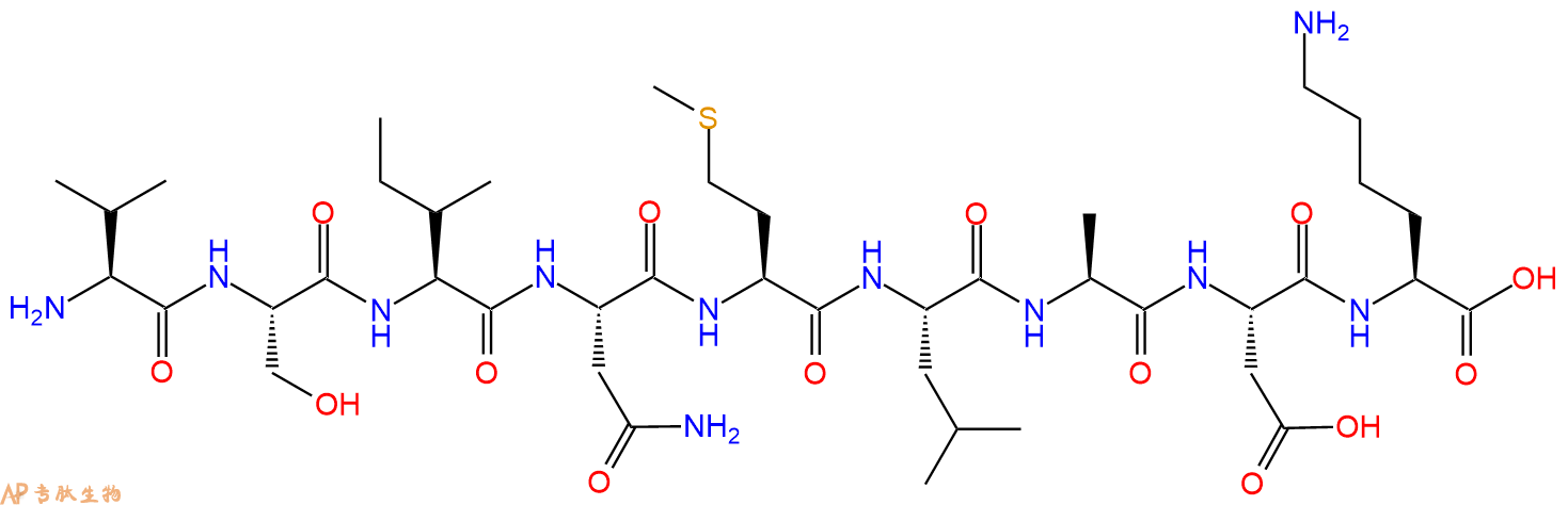 专肽生物产品H2N-Val-Ser-Ile-Asn-Met-Leu-Ala-Asp-Lys-OH