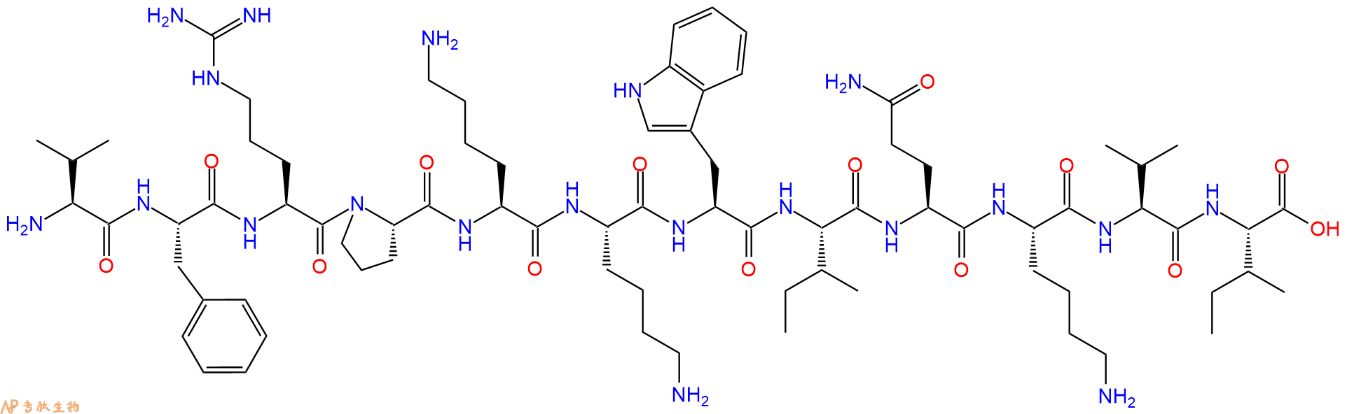 专肽生物产品H2N-Val-Phe-Arg-Pro-Lys-Lys-Trp-Ile-Gln-Lys-Val-Ile-OH