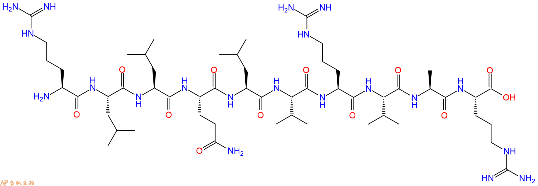 专肽生物产品H2N-Arg-Leu-Leu-Gln-Leu-Val-Arg-Val-Ala-Arg-OH