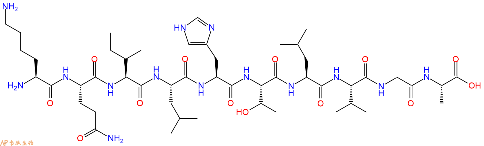 专肽生物产品H2N-Lys-Gln-Ile-Leu-His-Thr-Leu-Val-Gly-Ala-OH