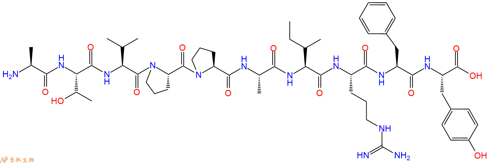 专肽生物产品H2N-Ala-Thr-Val-Pro-Pro-Ala-Ile-Arg-Phe-Tyr-OH