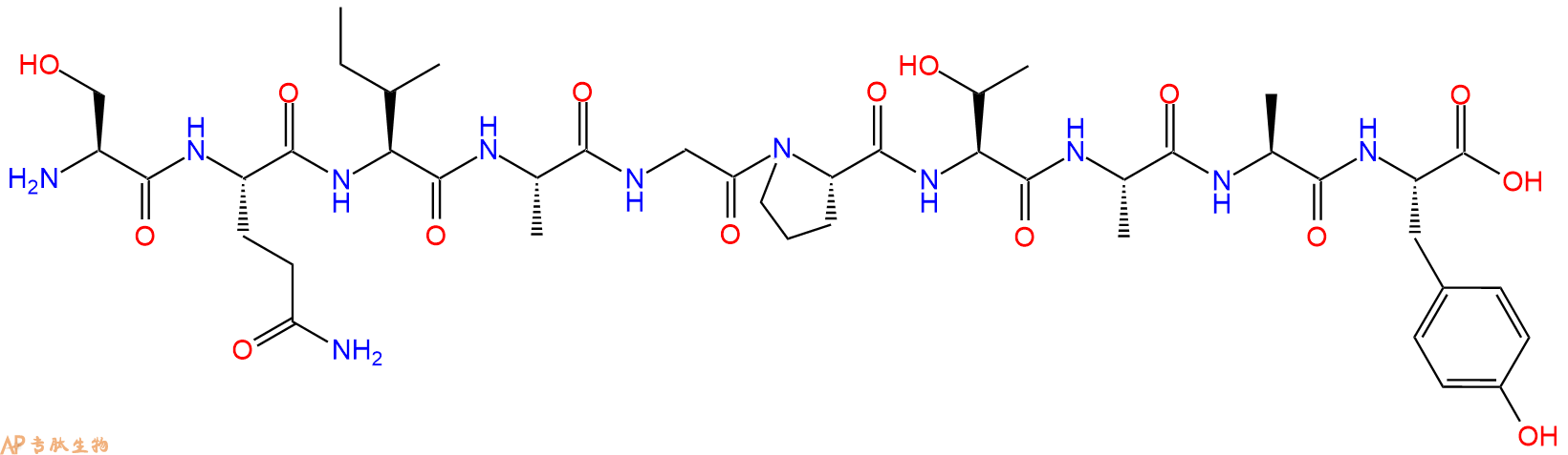 专肽生物产品H2N-Ser-Gln-Ile-Ala-Gly-Pro-Thr-Ala-Ala-Tyr-OH