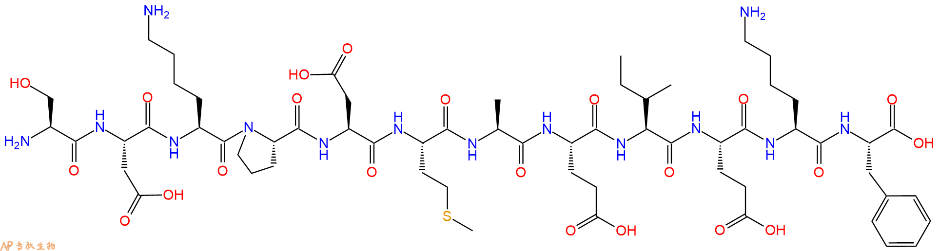 专肽生物产品H2N-Ser-Asp-Lys-Pro-Asp-Met-Ala-Glu-Ile-Glu-Lys-Phe-OH