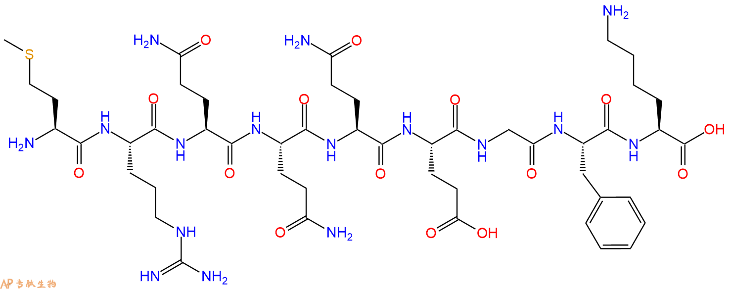 专肽生物产品H2N-Met-Arg-Gln-Gln-Gln-Glu-Gly-Phe-Lys-OH