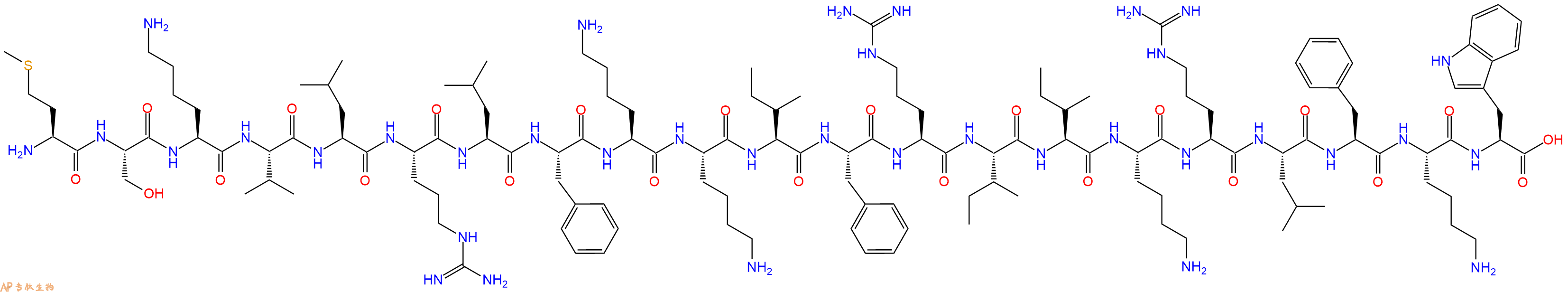 专肽生物产品H2N-Met-Ser-Lys-Val-Leu-Arg-Leu-Phe-Lys-Lys-Ile-Phe-Arg-Ile-Ile-Lys-Arg-Leu-Phe-Lys-Trp-OH