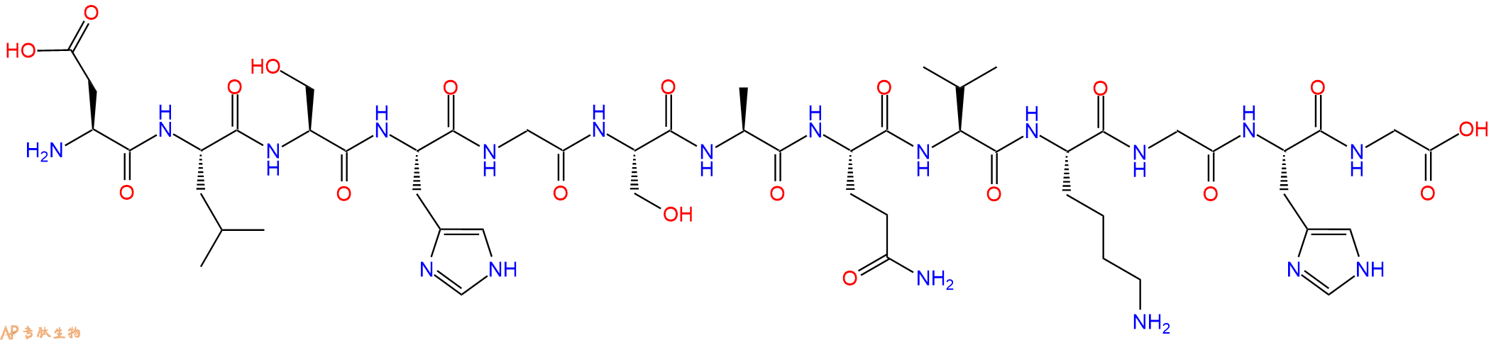 专肽生物产品H2N-Asp-Leu-Ser-His-Gly-Ser-Ala-Gln-Val-Lys-Gly-His-Gly-OH