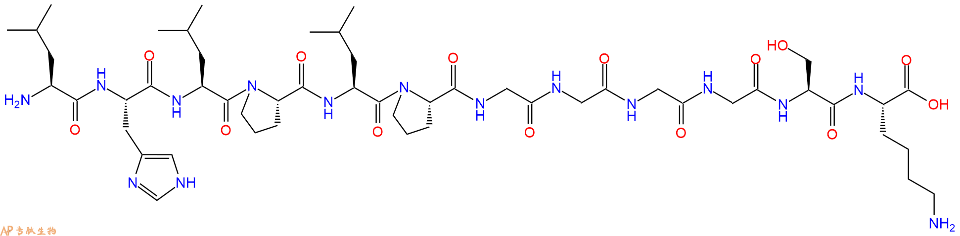 专肽生物产品H2N-Leu-His-Leu-Pro-Leu-Pro-Gly-Gly-Gly-Gly-Ser-Lys-OH