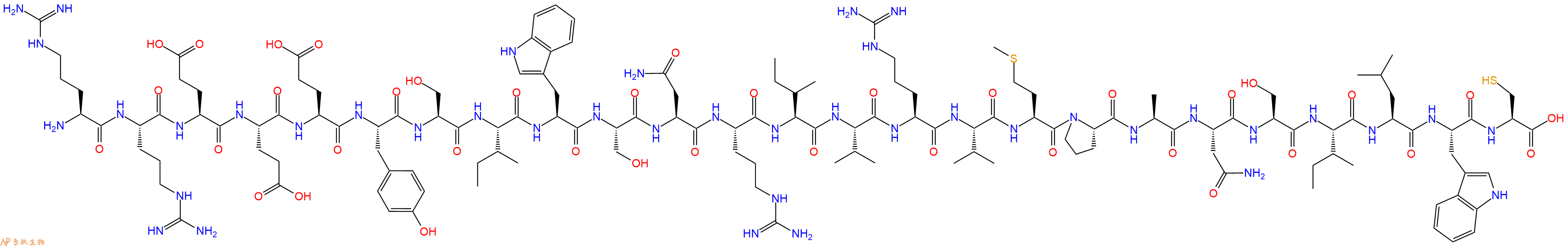 专肽生物产品H2N-Arg-Arg-Glu-Glu-Glu-Tyr-Ser-Ile-Trp-Ser-Asn-Arg-Ile-Val-Arg-Val-Met-Pro-Ala-Asn-Ser-Ile-Leu-Trp-Cys-OH