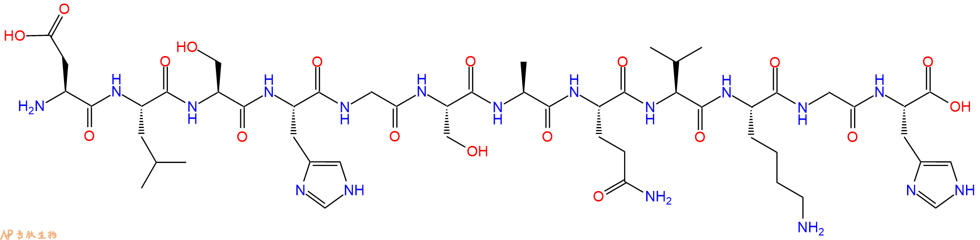 专肽生物产品H2N-Asp-Leu-Ser-His-Gly-Ser-Ala-Gln-Val-Lys-Gly-His-OH