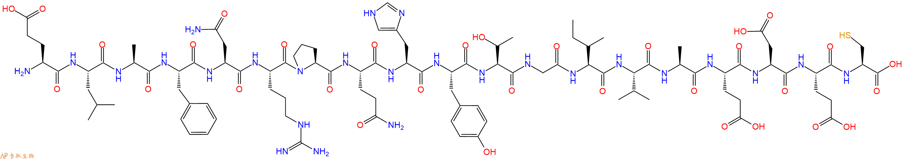 专肽生物产品H2N-Glu-Leu-Ala-Phe-Asn-Arg-Pro-Gln-His-Tyr-Thr-Gly-Ile-Val-Ala-Glu-Asp-Glu-Cys-OH