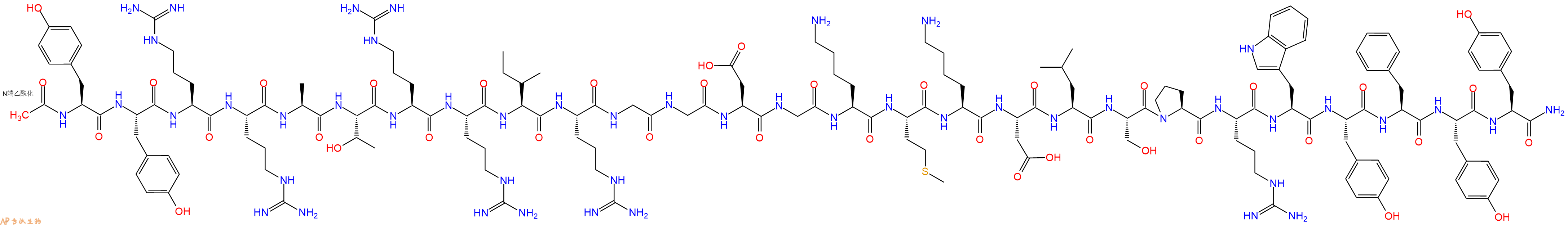 专肽生物产品Ac-Tyr-Tyr-Arg-Arg-Ala-Thr-Arg-Arg-Ile-Arg-Gly-Gly-Asp-Gly-Lys-Met-Lys-Asp-Leu-Ser-Pro-Arg-Trp-Tyr-Phe-Tyr-Tyr-CONH2