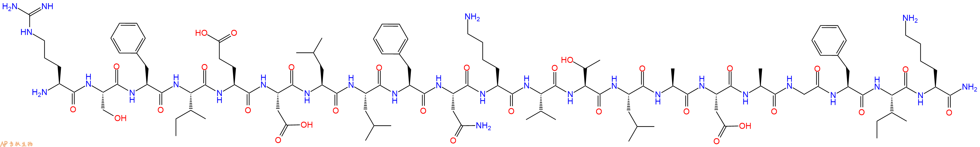 专肽生物产品H2N-Arg-Ser-Phe-Ile-Glu-Asp-Leu-Leu-Phe-Asn-Lys-Val-Thr-Leu-Ala-Asp-Ala-Gly-Phe-Ile-Lys-CONH2
