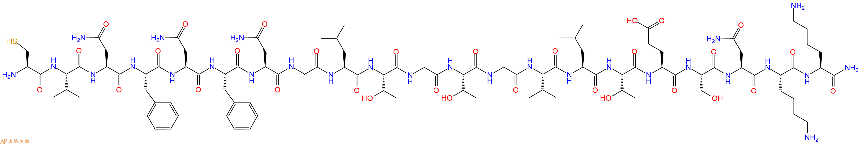 专肽生物产品H2N-Cys-Val-Asn-Phe-Asn-Phe-Asn-Gly-Leu-Thr-Gly-Thr-Gly-Val-Leu-Thr-Glu-Ser-Asn-Lys-Lys-CONH2