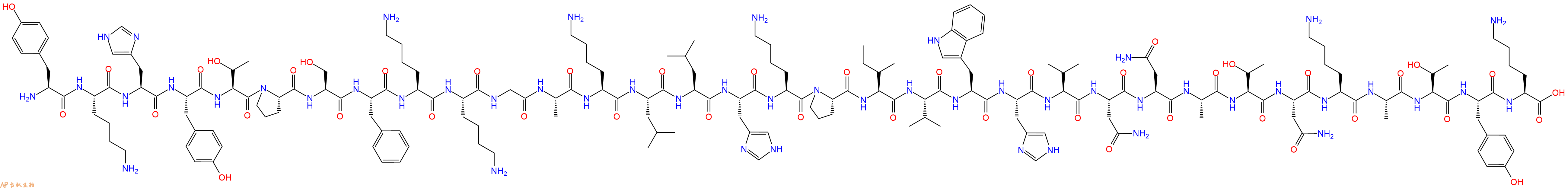 专肽生物产品H2N-Tyr-Lys-His-Tyr-Thr-Pro-Ser-Phe-Lys-Lys-Gly-Ala-Lys-Leu-Leu-His-Lys-Pro-Ile-Val-Trp-His-Val-Asn-Asn-Ala-Thr-Asn-Lys-Ala-Thr-Tyr-Lys-OH