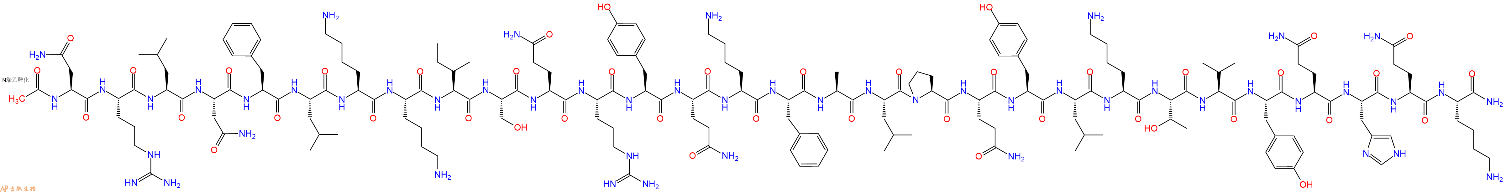 专肽生物产品Ac-Asn-Arg-Leu-Asn-Phe-Leu-Lys-Lys-Ile-Ser-Gln-Arg-Tyr-Gln-Lys-Phe-Ala-Leu-Pro-Gln-Tyr-Leu-Lys-Thr-Val-Tyr-Gln-His-Gln-Lys-CONH2