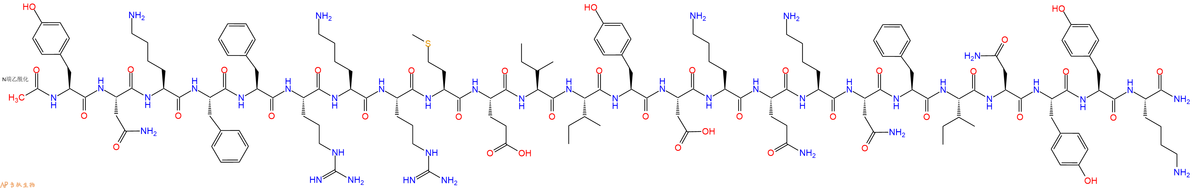 专肽生物产品Ac-Tyr-Asn-Lys-Phe-Phe-Arg-Lys-Arg-Met-Glu-Ile-Ile-Tyr-Asp-Lys-Gln-Lys-Asn-Phe-Ile-Asn-Tyr-Tyr-Lys-CONH2
