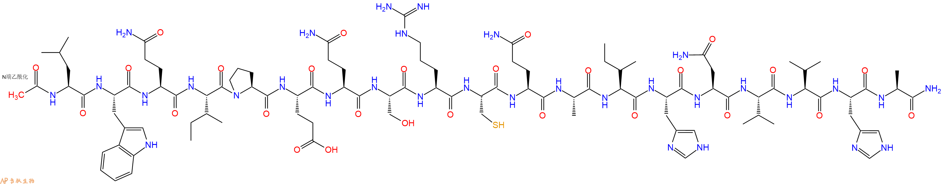 专肽生物产品Ac-Leu-Trp-Gln-Ile-Pro-Glu-Gln-Ser-Arg-Cys-Gln-Ala-Ile-His-Asn-Val-Val-His-Ala-CONH2