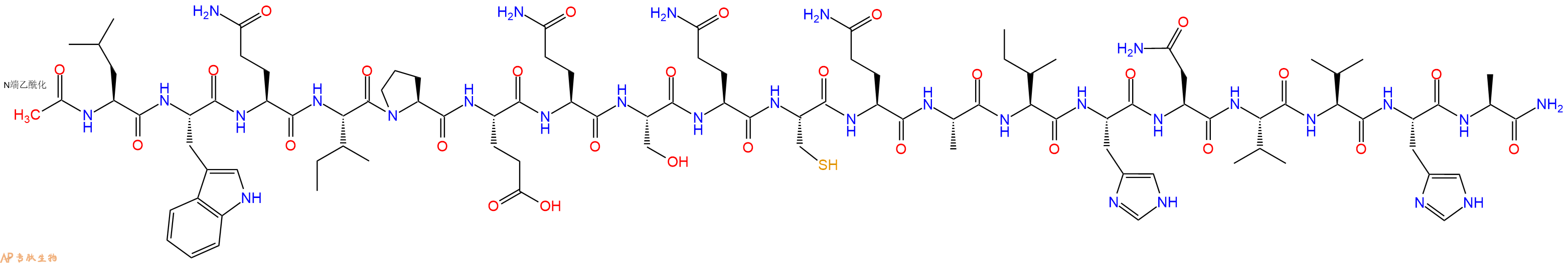 专肽生物产品Ac-Leu-Trp-Gln-Ile-Pro-Glu-Gln-Ser-Gln-Cys-Gln-Ala-Ile-His-Asn-Val-Val-His-Ala-CONH2