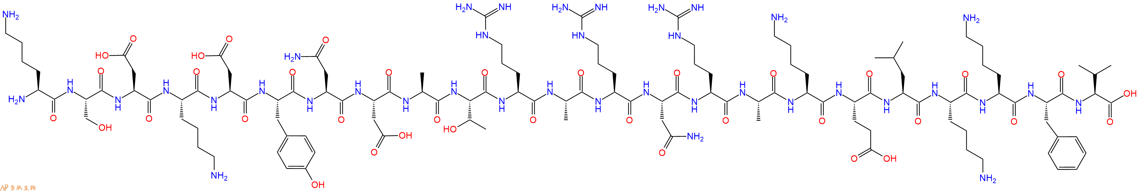 专肽生物产品H2N-Lys-Ser-Asp-Lys-Asp-Tyr-Asn-Asp-Ala-Thr-Arg-Ala-Arg-Asn-Arg-Ala-Lys-Glu-Leu-Lys-Lys-Phe-Val-OH