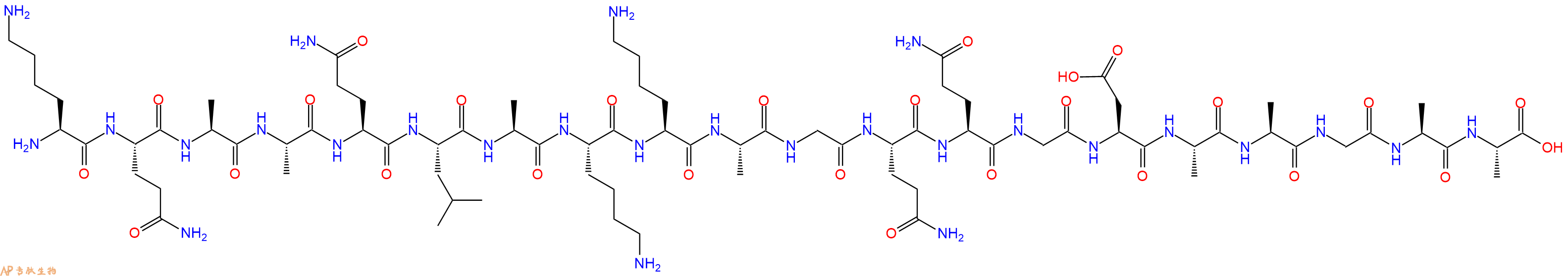专肽生物产品H2N-Lys-Gln-Ala-Ala-Gln-Leu-Ala-Lys-Lys-Ala-Gly-Gln-Gln-Gly-Asp-Ala-Ala-Gly-Ala-Ala-OH