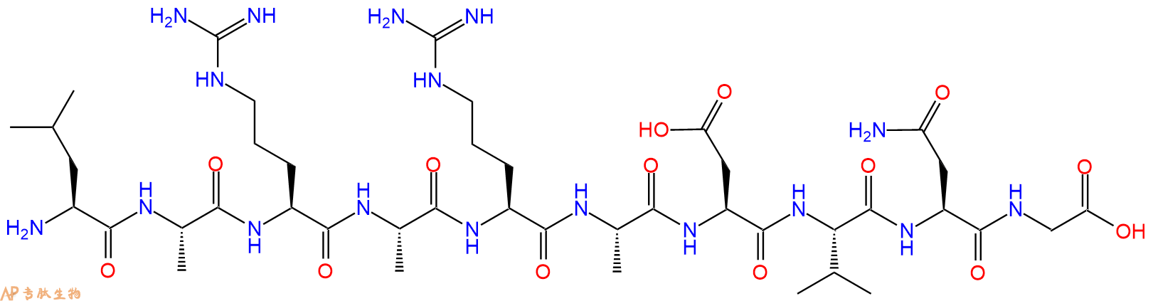专肽生物产品H2N-Leu-Ala-Arg-Ala-Arg-Ala-Asp-Val-Asn-Gly-OH