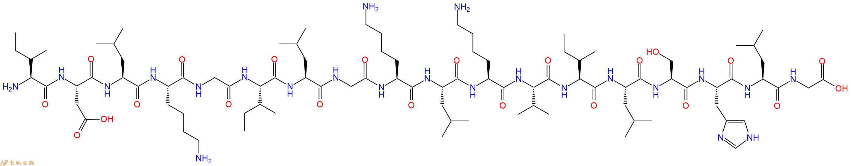 专肽生物产品H2N-Ile-Asp-Leu-Lys-Gly-Ile-Leu-Gly-Lys-Leu-Lys-Val-Ile-Leu-Ser-His-Leu-Gly-OH