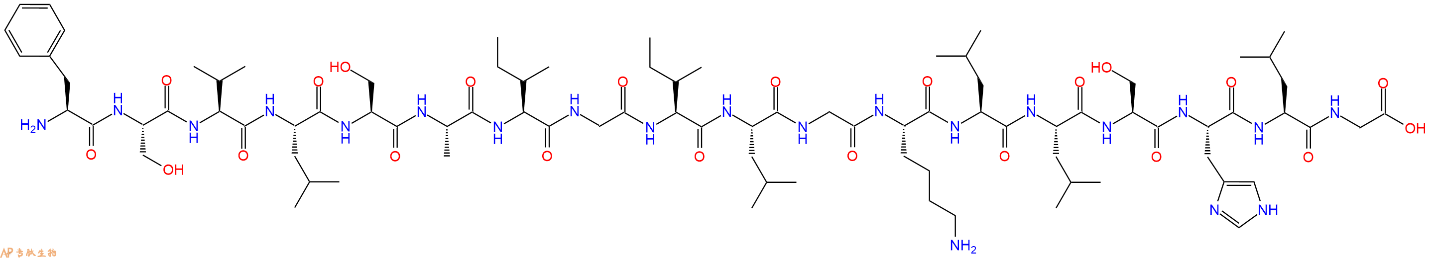 专肽生物产品H2N-Phe-Ser-Val-Leu-Ser-Ala-Ile-Gly-Ile-Leu-Gly-Lys-Leu-Leu-Ser-His-Leu-Gly-OH