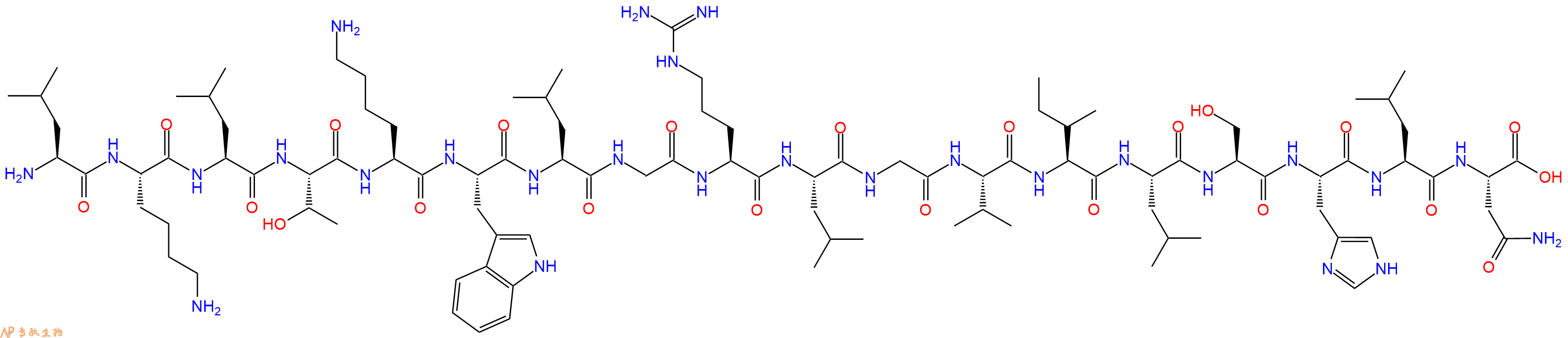 专肽生物产品H2N-Leu-Lys-Leu-Thr-Lys-Trp-Leu-Gly-Arg-Leu-Gly-Val-Ile-Leu-Ser-His-Leu-Asn-OH