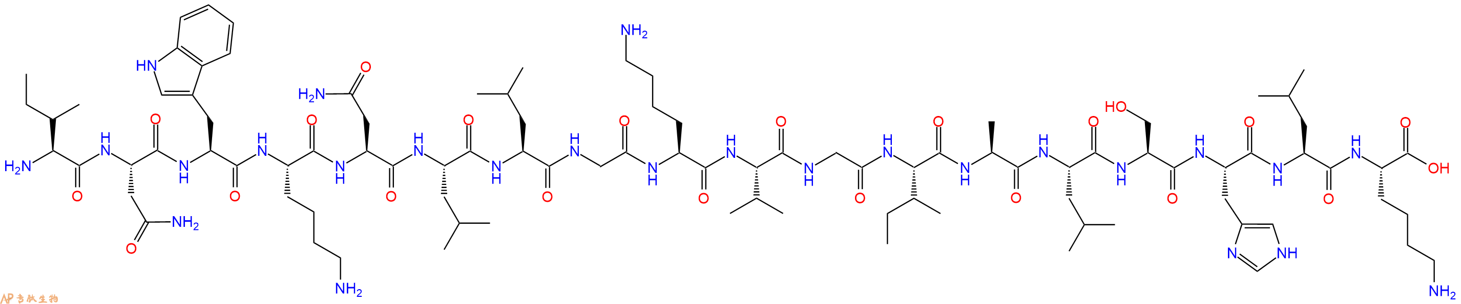专肽生物产品H2N-Ile-Asn-Trp-Lys-Asn-Leu-Leu-Gly-Lys-Val-Gly-Ile-Ala-Leu-Ser-His-Leu-Lys-OH