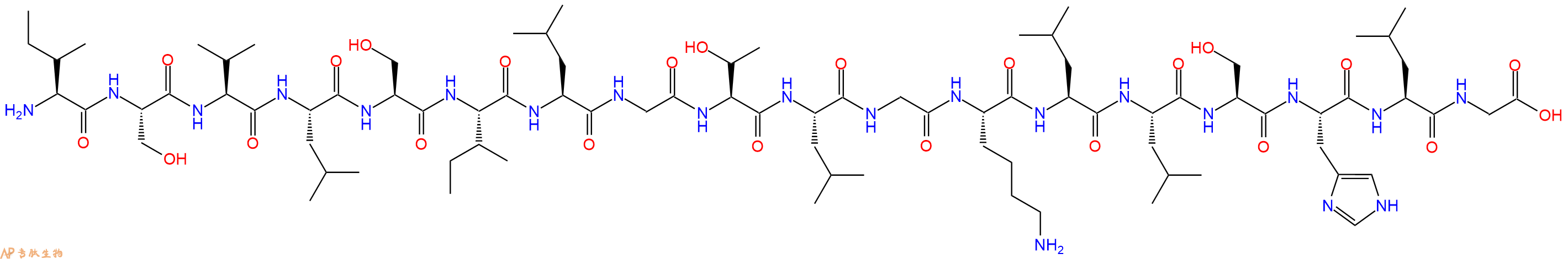 专肽生物产品H2N-Ile-Ser-Val-Leu-Ser-Ile-Leu-Gly-Thr-Leu-Gly-Lys-Leu-Leu-Ser-His-Leu-Gly-OH
