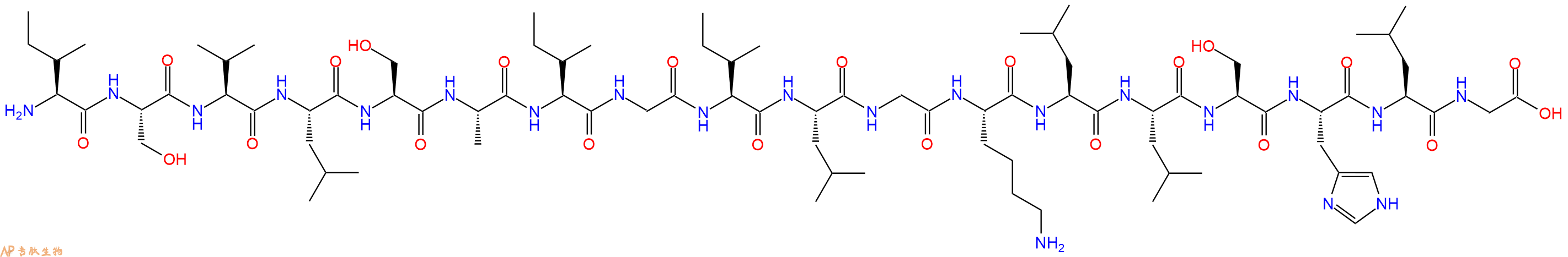 专肽生物产品H2N-Ile-Ser-Val-Leu-Ser-Ala-Ile-Gly-Ile-Leu-Gly-Lys-Leu-Leu-Ser-His-Leu-Gly-OH