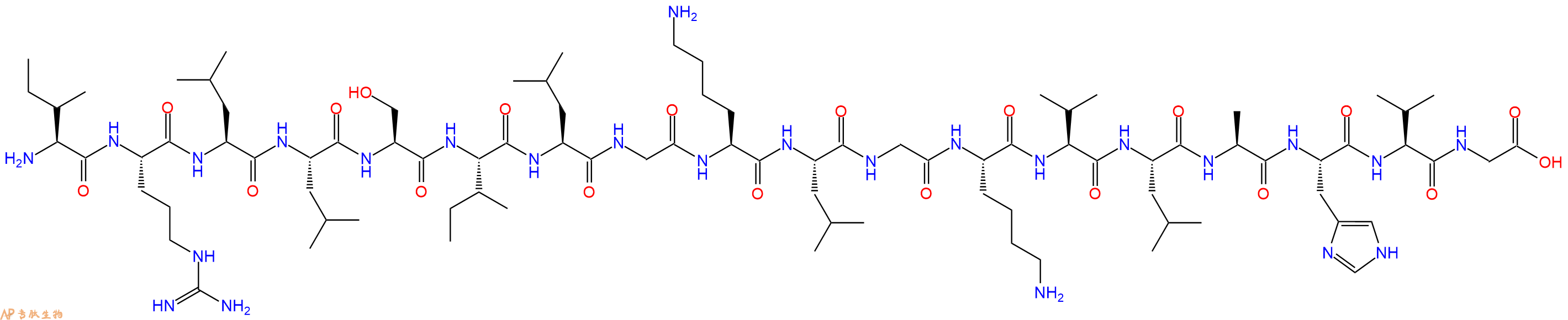 专肽生物产品H2N-Ile-Arg-Leu-Leu-Ser-Ile-Leu-Gly-Lys-Leu-Gly-Lys-Val-Leu-Ala-His-Val-Gly-OH
