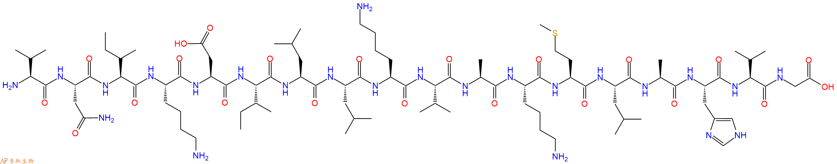 专肽生物产品H2N-Val-Asn-Ile-Lys-Asp-Ile-Leu-Leu-Lys-Val-Ala-Lys-Met-Leu-Ala-His-Val-Gly-OH