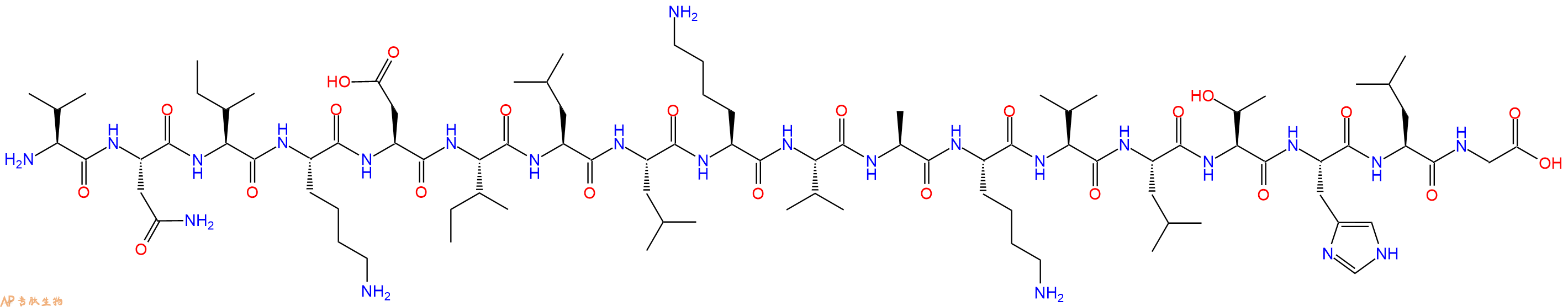专肽生物产品H2N-Val-Asn-Ile-Lys-Asp-Ile-Leu-Leu-Lys-Val-Ala-Lys-Val-Leu-Thr-His-Leu-Gly-OH
