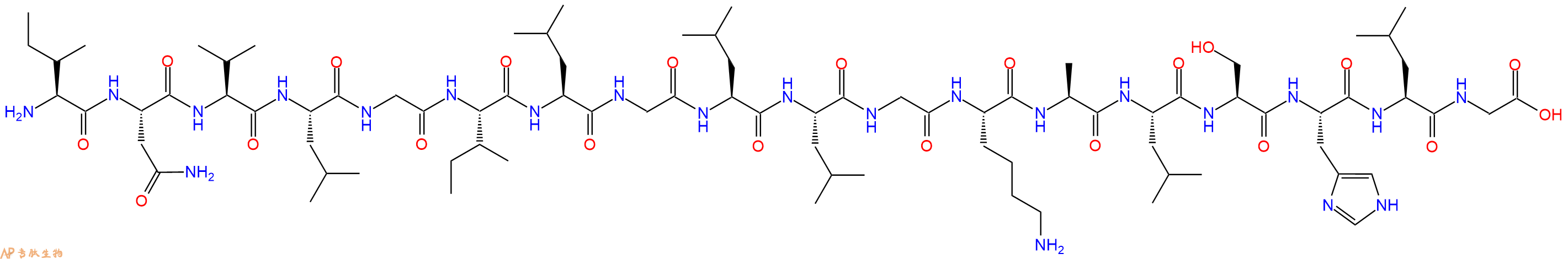 专肽生物产品H2N-Ile-Asn-Val-Leu-Gly-Ile-Leu-Gly-Leu-Leu-Gly-Lys-Ala-Leu-Ser-His-Leu-Gly-OH