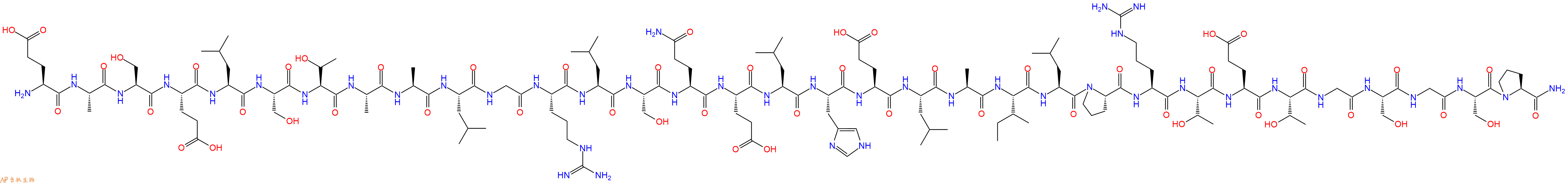 专肽生物产品H2N-Glu-Ala-Ser-Glu-Leu-Ser-Thr-Ala-Ala-Leu-Gly-Arg-Leu-Ser-Gln-Glu-Leu-His-Glu-Leu-Ala-Ile-Leu-Pro-Arg-Thr-Glu-Thr-Gly-Ser-Gly-Ser-Pro-CONH2
