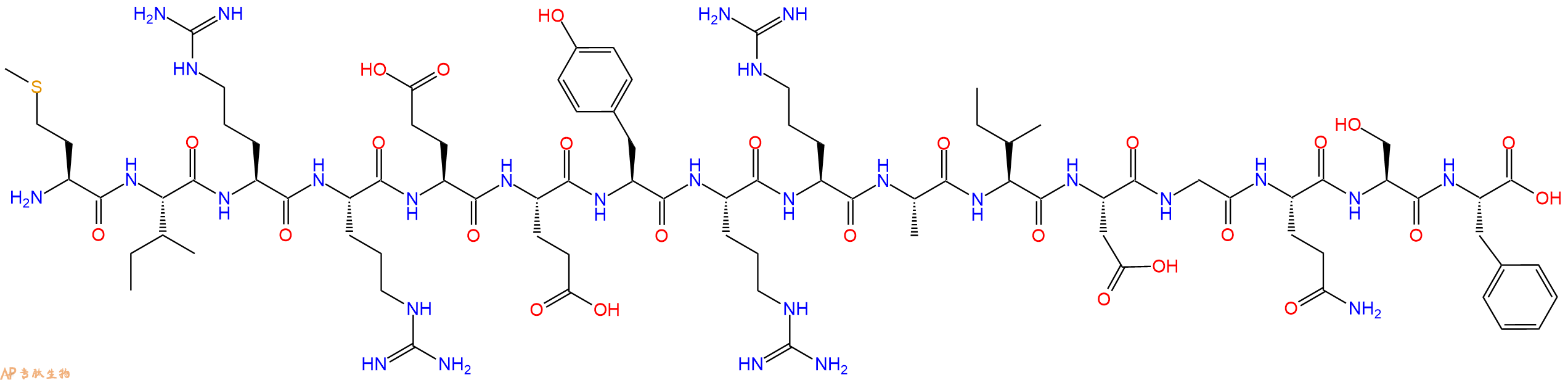 专肽生物产品H2N-Met-Ile-Arg-Arg-Glu-Glu-Tyr-Arg-Arg-Ala-Ile-Asp-Gly-Gln-Ser-Phe-OH