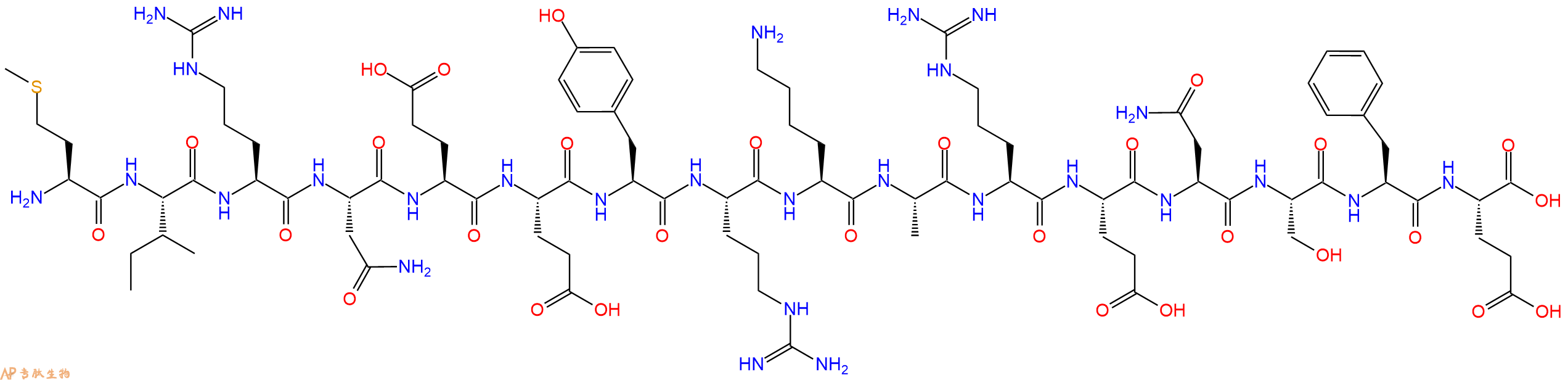 专肽生物产品H2N-Met-Ile-Arg-Asn-Glu-Glu-Tyr-Arg-Lys-Ala-Arg-Glu-Asn-Ser-Phe-Glu-OH