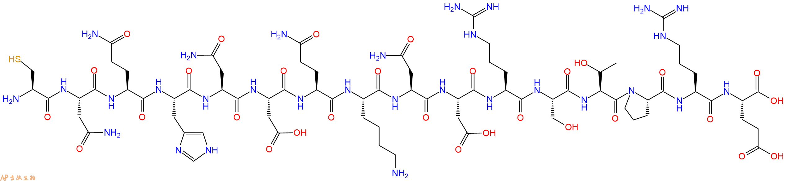 专肽生物产品H2N-Cys-Asn-Gln-His-Asn-Asp-Gln-Lys-Asn-Asp-Arg-Ser-Thr-Pro-Arg-Glu-OH