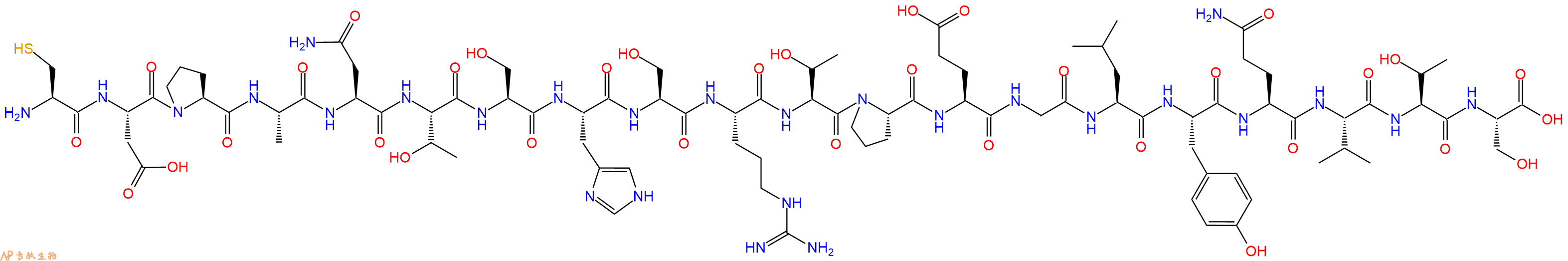 专肽生物产品H2N-Cys-Asp-Pro-Ala-Asn-Thr-Ser-His-Ser-Arg-Thr-Pro-Glu-Gly-Leu-Tyr-Gln-Val-Thr-Ser-OH