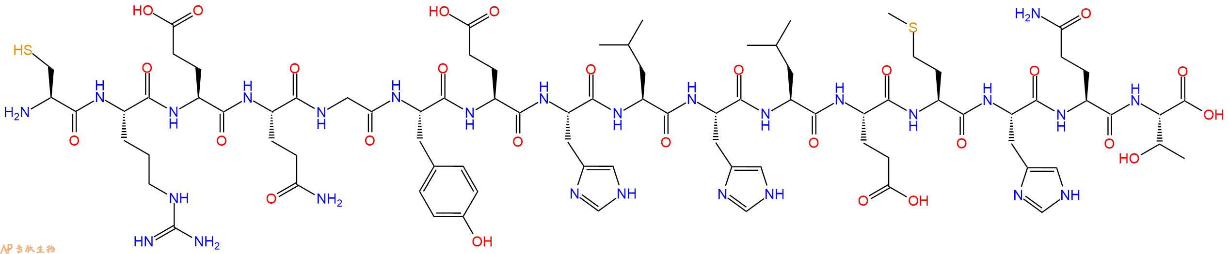 专肽生物产品H2N-Cys-Arg-Glu-Gln-Gly-Tyr-Glu-His-Leu-His-Leu-Glu-Met-His-Gln-Thr-OH