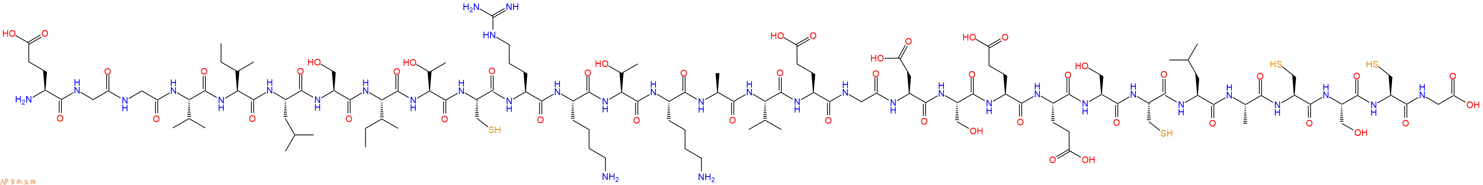 专肽生物产品H2N-Glu-Gly-Gly-Val-Ile-Leu-Ser-Ile-Thr-Cys-Arg-Lys-Thr-Lys-Ala-Val-Glu-Gly-Asp-Ser-Glu-Glu-Ser-Cys-Leu-Ala-Cys-Ser-Cys-Gly-OH