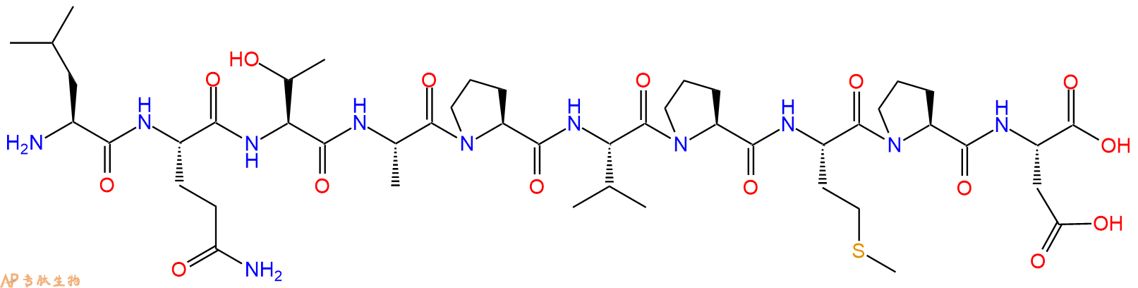 专肽生物产品H2N-Leu-Gln-Thr-Ala-Pro-Val-Pro-Met-Pro-Asp-OH