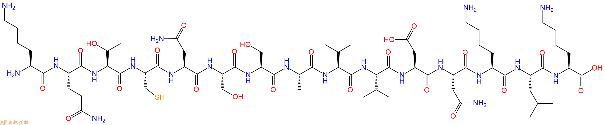 专肽生物产品H2N-Lys-Gln-Thr-Cys-Asn-Ser-Ser-Ala-Val-Val-Asp-Asn-Lys-Leu-Lys-OH