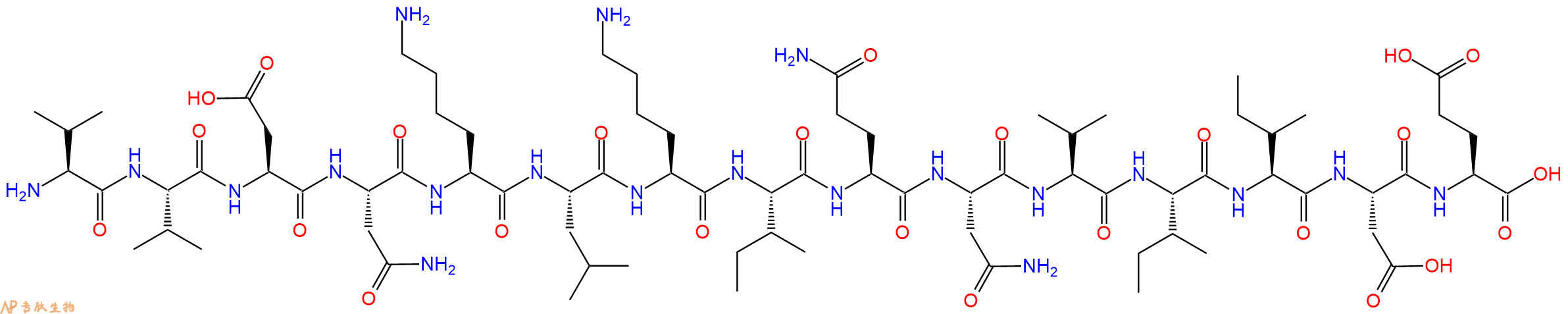 专肽生物产品H2N-Val-Val-Asp-Asn-Lys-Leu-Lys-Ile-Gln-Asn-Val-Ile-Ile-Asp-Glu-OH