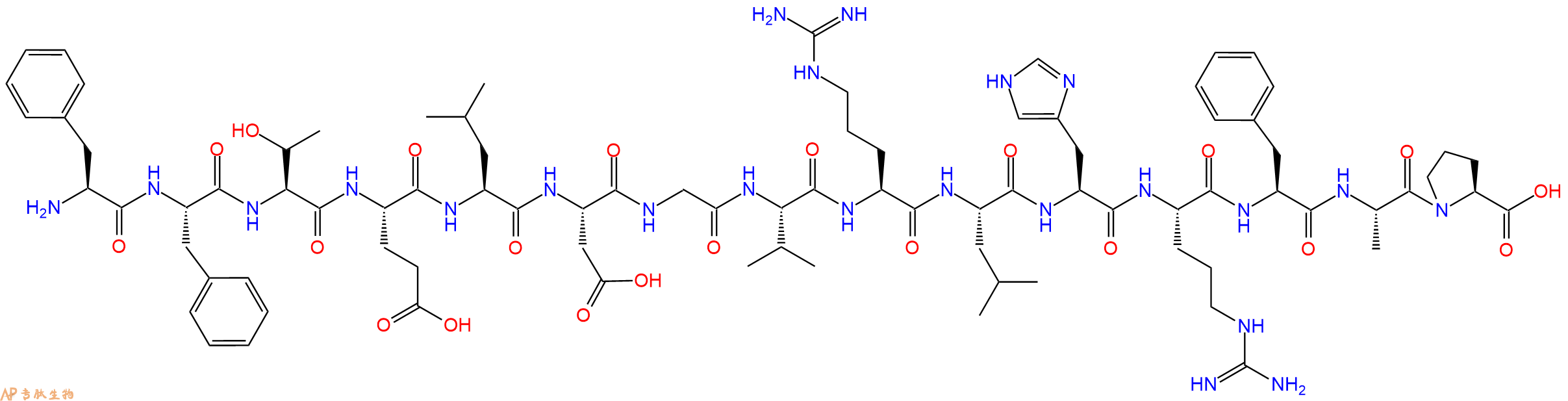 专肽生物产品H2N-Phe-Phe-Thr-Glu-Leu-Asp-Gly-Val-Arg-Leu-His-Arg-Phe-Ala-Pro-OH