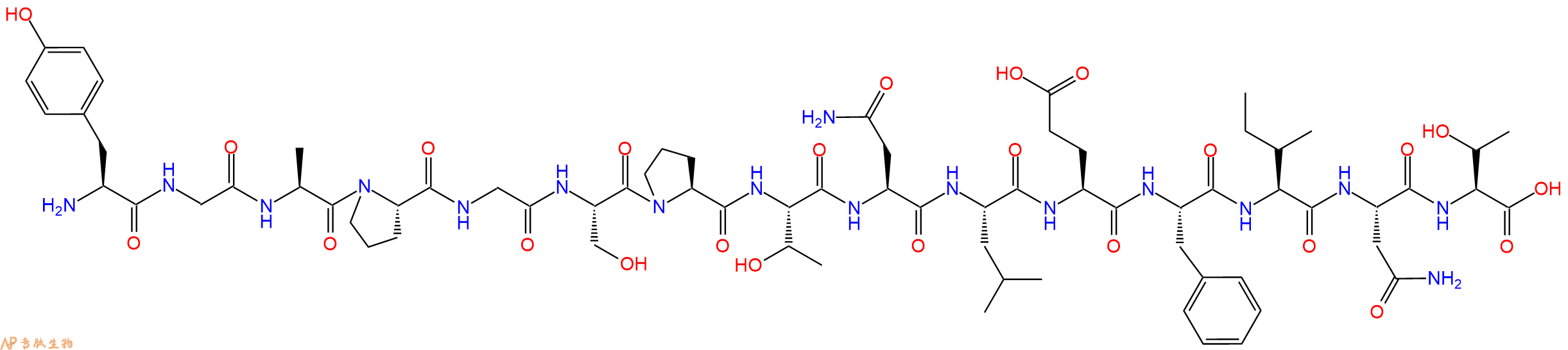 专肽生物产品H2N-Tyr-Gly-Ala-Pro-Gly-Ser-Pro-Thr-Asn-Leu-Glu-Phe-Ile-Asn-Thr-OH