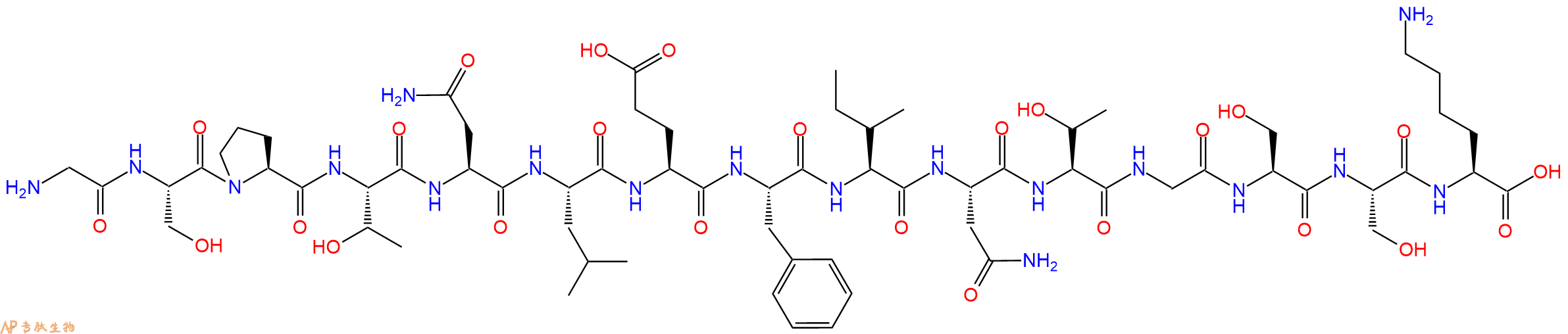 专肽生物产品H2N-Gly-Ser-Pro-Thr-Asn-Leu-Glu-Phe-Ile-Asn-Thr-Gly-Ser-Ser-Lys-OH