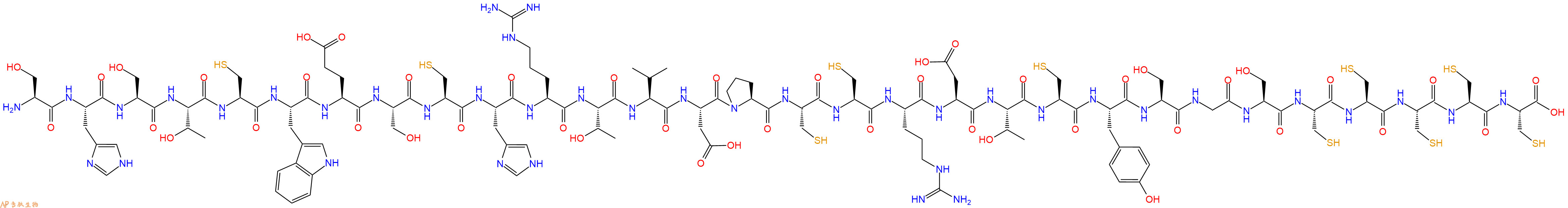 专肽生物产品H2N-Ser-His-Ser-Thr-Cys-Trp-Glu-Ser-Cys-His-Arg-Thr-Val-Asp-Pro-Cys-Cys-Arg-Asp-Thr-Cys-Tyr-Ser-Gly-Ser-Cys-Cys-Cys-Cys-Cys-OH